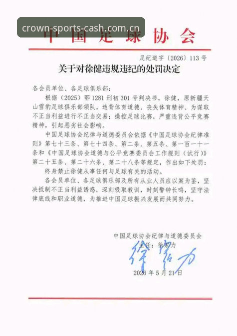 中国足协第三批禁足名单公布，如何影响皇冠现金足球投注平台用户？
